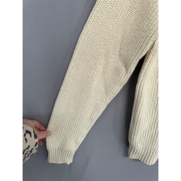 BLDWN Sweater Mens Medium White Minnelli Wool Cotton Chunky Knit Crewneck - Picture 4 of 12